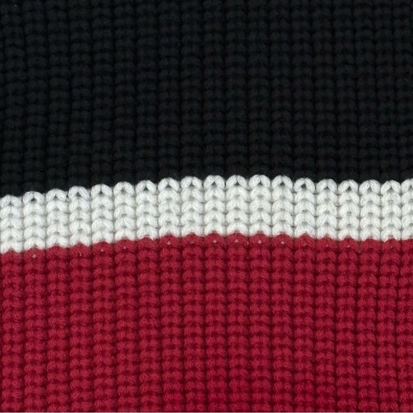 Banana Republic Red Ivory Black Colorblock Wool Winter Scarf Unisex - Picture 4 of 6